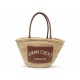 SAC A MAIN JIMMY CHOO CABAS PANIER EN RAPHIA BEIGE ET CUIR MARRON TOTE BAG 495€