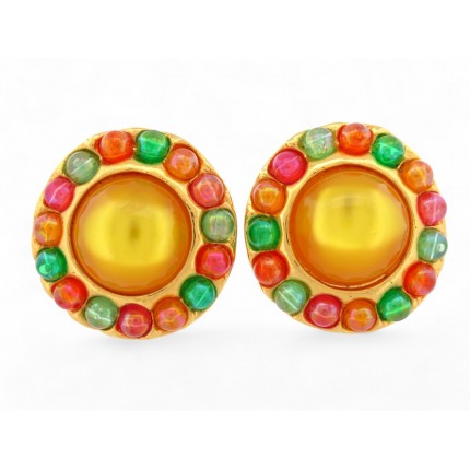 VINTAGE BOUCLES D'OREILLES CHANEL PIERRES VICTOIRE DE CASTELLANE 1986 EARRINGS