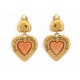 VINTAGE BOUCLES D'OREILLES YVES SAINT LAURENT PENDANTES COEURS METAL EARRINGS