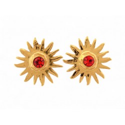 NEUF VINTAGE BOUCLES D'OREILLES YVES SAINT LAURENT SOLEIL SUN GOLD CLIP EARRINGS