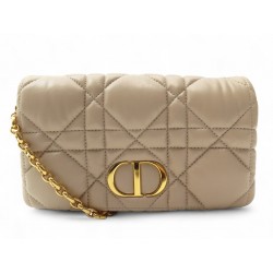 NEUF SAC A MAIN POCHETTE DIOR CARO S5135 POUCH CUIR CANNAGE SABLE WOC BAG 2500€
