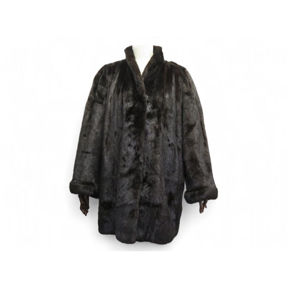 VINTAGE MANTEAU LONG YVES SAINT LAURENT EN FOURRURE DE VISON 40 M MINK FUR COAT