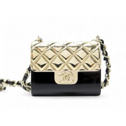 NEUF RARE COLLIER CHANEL CHAINE ENTRELACEE PENDENTIF SAC TIMELESS DORE NECKLACE