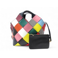 NEUF SAC A MAIN LOEWE PANIER WOVEN CUIR TRESSE MULTICOLORE DAMIER HAND BAG 3000€