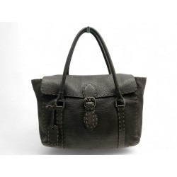 SAC A MAIN FENDI LINDA 8BR547 SELLERIA EN CUIR GRAINE MARRON HAND BAG 2500€
