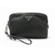 NEUF POCHETTE PRADA RE-NYLON 1NS021 TOILE NOIR NEW BLACK POUCH CLUTCH BAG 490€