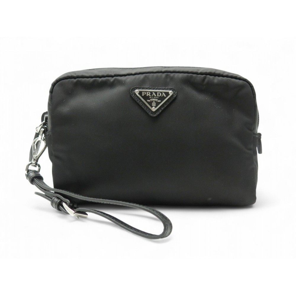 NEUF POCHETTE PRADA RE-NYLON 1NS021 TOILE NOIR NEW BLACK POUCH CLUTCH BAG 490€