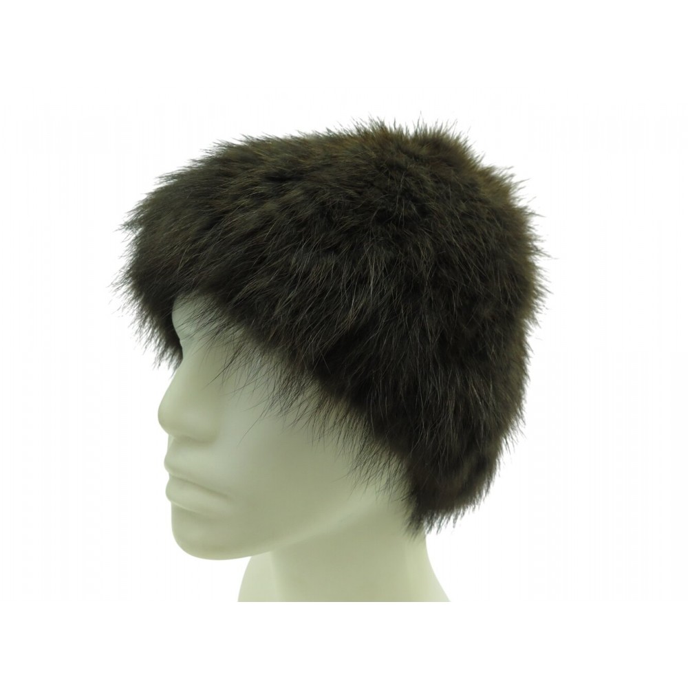 NEUF BONNET FENDI EN FOURRURE DE RENARD MARRON FOX FUR HAT BEANIE NEW 1300€