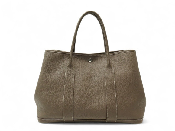 sac a main hermes garden party 36 cuir etoupe et toile