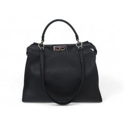 SAC A MAIN FENDI PEEKABOO LARGE EN CUIR SELLERIA NOIR 8BN210 40CM HAND BAG 5800€