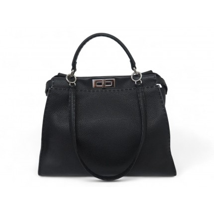 SAC A MAIN FENDI PEEKABOO LARGE EN CUIR SELLERIA NOIR 8BN210 40CM HAND BAG 5800€