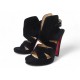 CHAUSSURES CHRISTIAN LOUBOUTIN APRON LILI 38 NOIR SANDALES BOTTINES BOOTS 995€