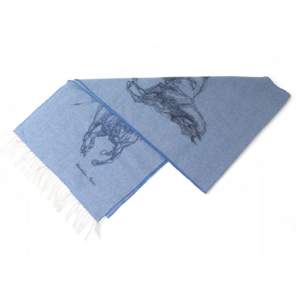 NEUF ECHARPE HERMES PIROUETTE AU GALOP H392850TV01 40X160CM CACHEMIRE SCARF 765€
