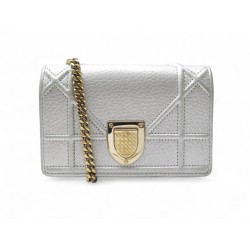 SAC A MAIN CHRISTIAN DIOR DIORAMA MICRO BANDOULIERE CUIR ARGENTE CLUTCH 1800€