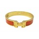 BRACELET HERMES CLIC HH H700001F 15.5 EMAIL ORANGE METAL DORE STRAP BANGLE 660€