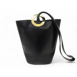 VINTAGE SAC A MAIN CELINE SEAU EN CUIR BOX NOIR BLACK LEATHER HAND BAG 2000€