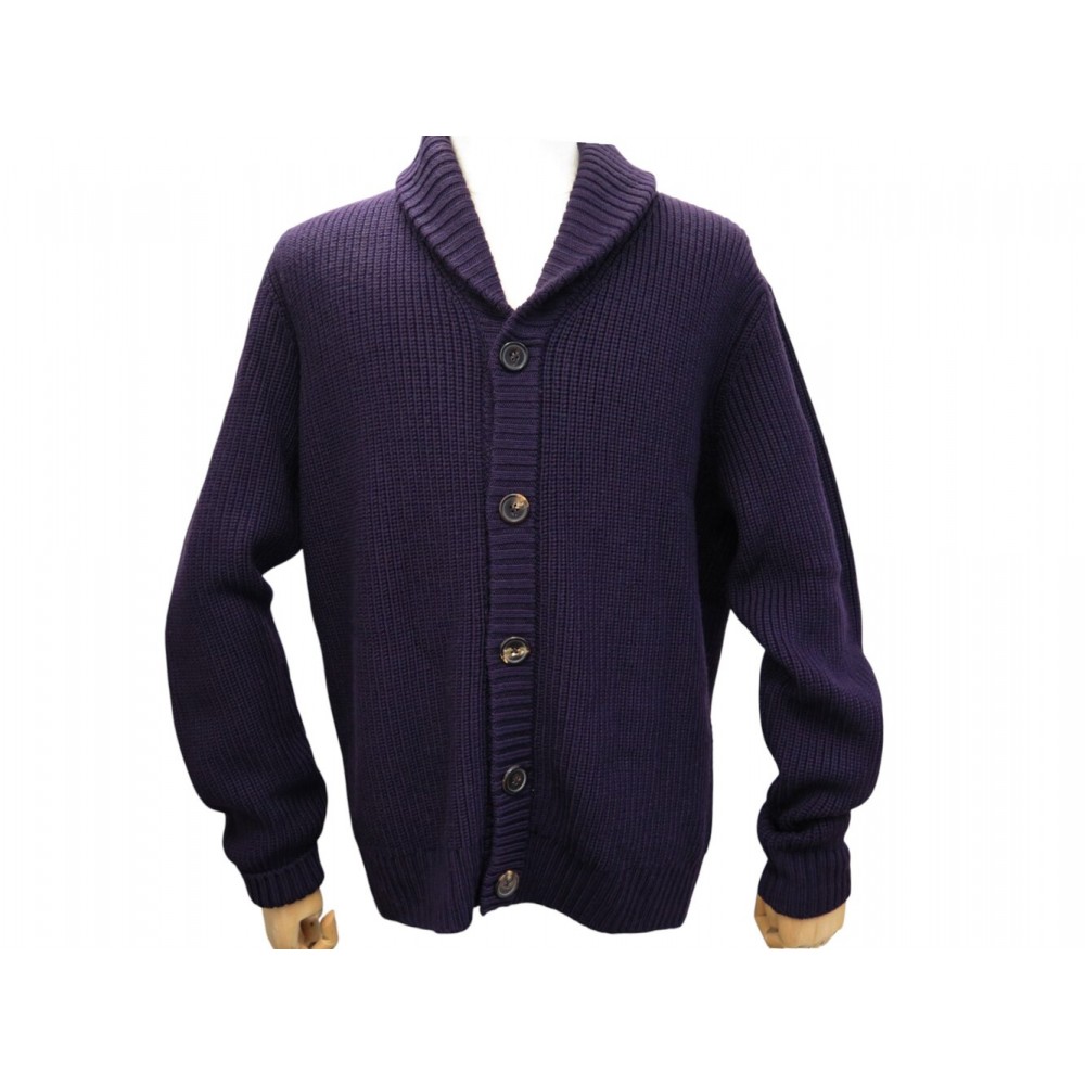 NEUF CARDIGAN HERMES GILET COL CHALE 827075HB 58 XL LAINE PRUNE WHOOL VEST 2300€