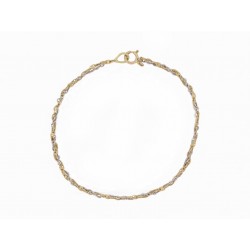 NEUF BRACELET ATELIER VM TRECCIA OR JAUNE ET OR BLANC 18K T15.5 GOLD BANGLE 450€