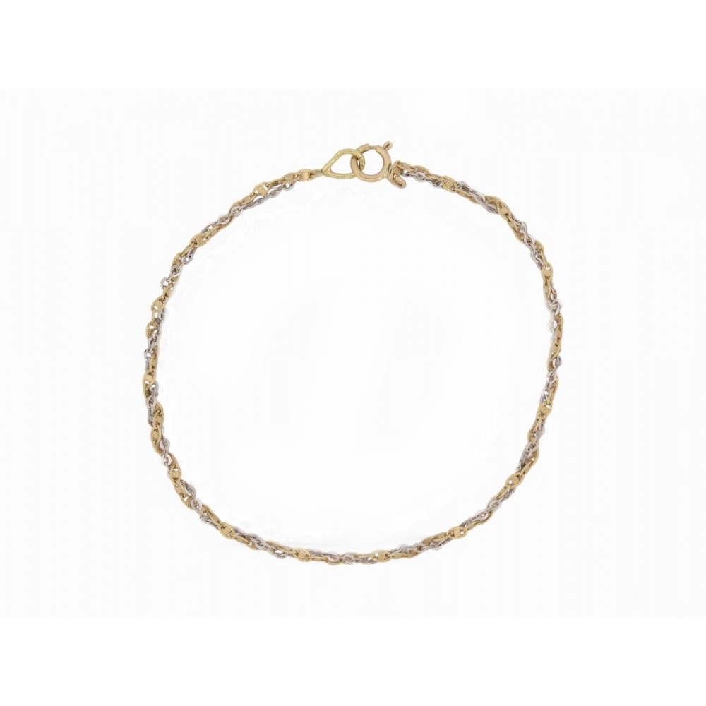 NEUF BRACELET ATELIER VM TRECCIA OR JAUNE ET OR BLANC 18K T15.5 GOLD BANGLE 450€