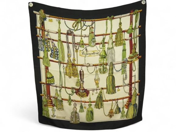 foulard hermes passementerie en soie noir