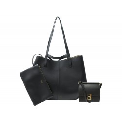 NEUF SAC A MAIN POLENE CYME CUIR GRAINE NOIR PORTEFEUILLE NUM 7 BANDOULIERE 580€