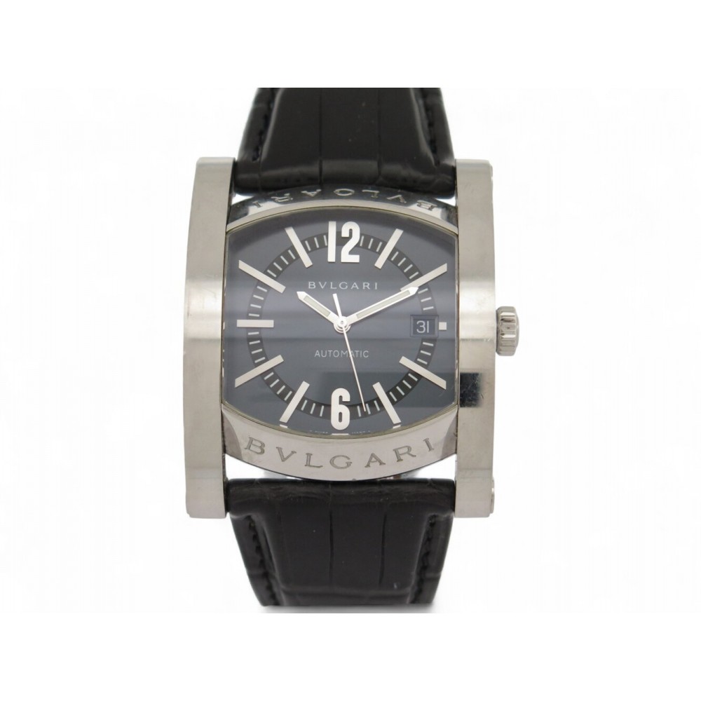 MONTRE BULGARI ASSIOMA AA48S 48MM ACIER BRACELET CROCO AUTOMATIQUE WATCH 4500€