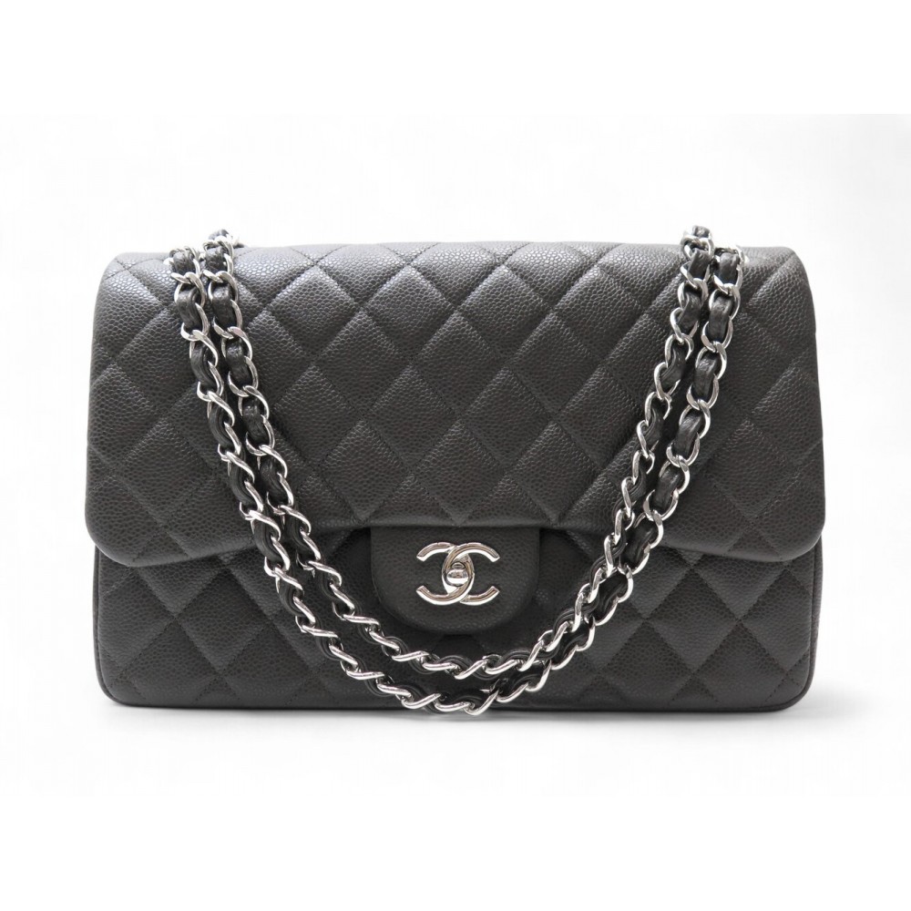 NEUF SAC A MAIN CHANEL CLASSIQUE JUMBO TIMELESS EN CUIR CAVIAR MARRON BAG 11300€