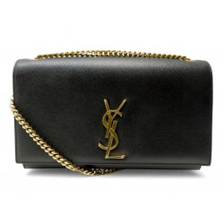 SAC A MAIN SAINT LAURENT KATE MEDIUM 364021 CUIR NOIR BANDOULIERE HANDBAG 1950€