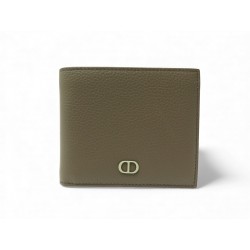 NEUF PORTEFEUILLE DIOR A 2 VOLETS CD ICON 2ESBC027CDI EN CUIR TAUPE WALLET 500€