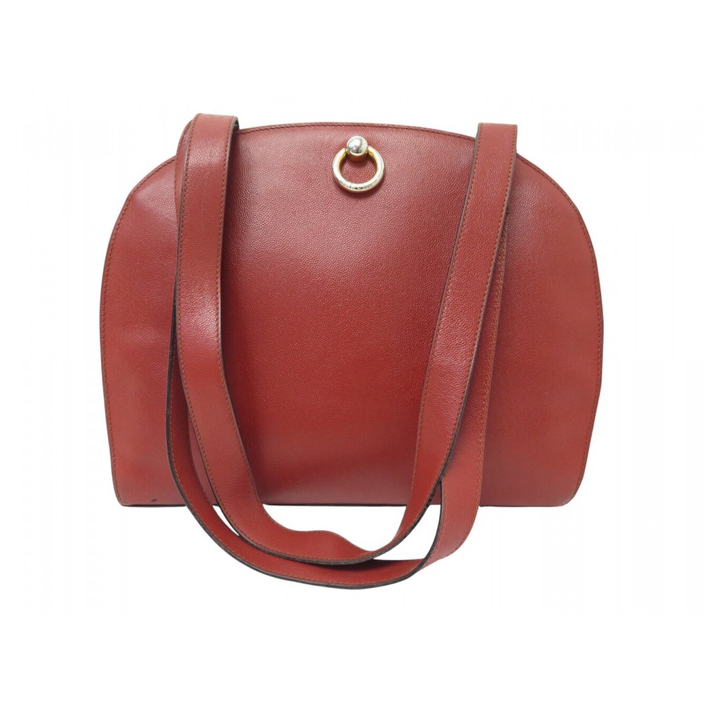 VINTAGE SAC A MAIN CELINE PORTE EPAULE CUIR GRAINE ROUGE BRIQUE HAND BAG 1490€