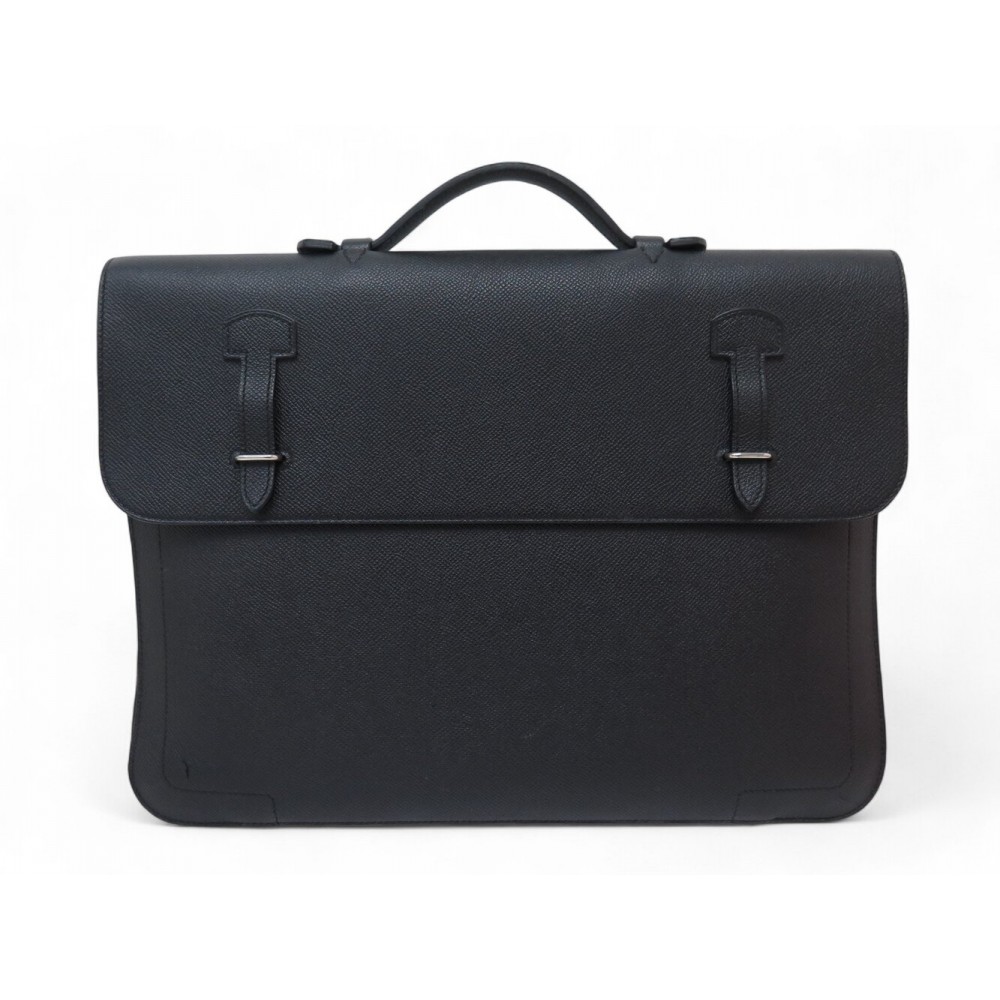 SAC CARTABLE HERMES SERVIETTE 57 EN CUIR EPSOM NOIR MACBOOK BRIEFCASE BAG 6700€