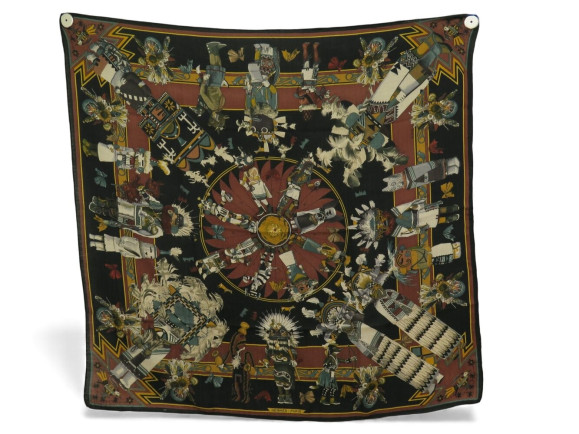 foulard hermes kachinas indiens carre 90 en cachemire