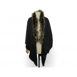 NEUF CHALE FENDI TOUCH OF FUR MONOGRAMME LOGO ZUCCA FOURRURE RACCON SHAWL 1050€