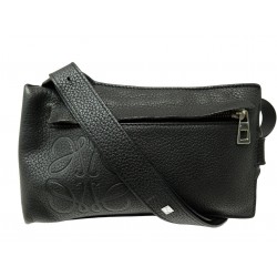 SAC A MAIN LOEWE POCHETTE VERTICALE T POCKET BANDOULIERE CUIR GRAINE NOIR 780€