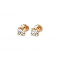 NEUF BOUCLES D'OREILLES PUCES CARTIER C EN OR ROSE DIAMANT 0.48CT EARRINGS 6400€