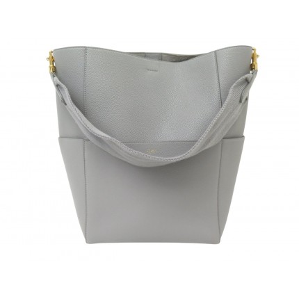 NEUF SAC A MAIN CELINE SEAU SANGLE 189593AH4.10DC CUIR GRAINE GRIS HANDBAG 2000€