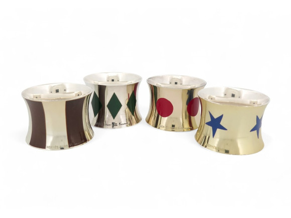 lot de 4 ronds de serviette hermes en metal argente