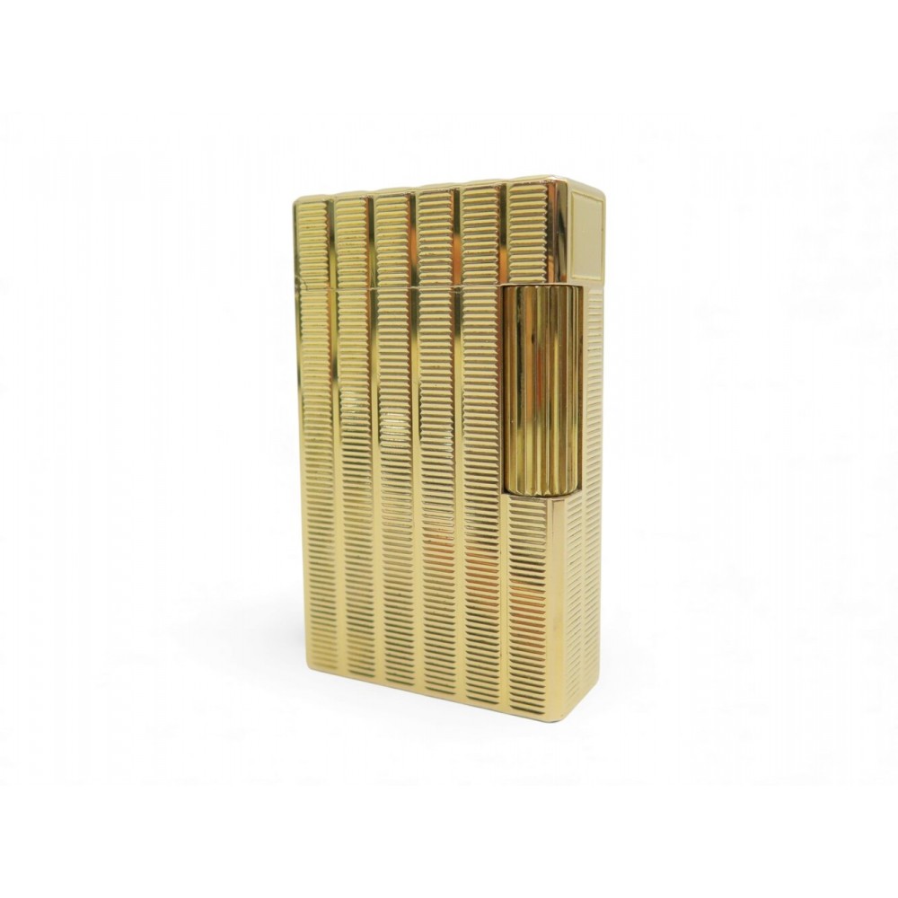 VINTAGE BRIQUET ST DUPONT LIGNE 2 PM GUILLOCHE EN PLAQUE OR DORE LIGHTER 850€