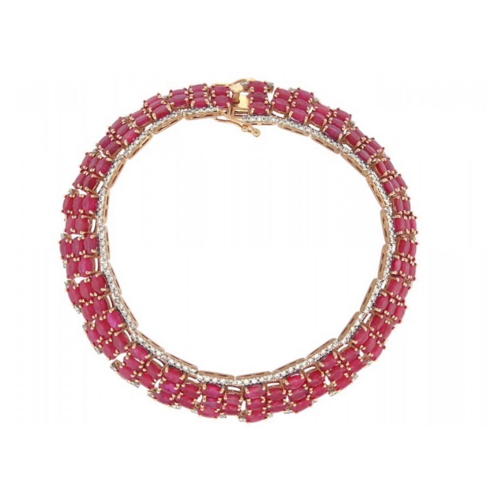 BRACELET MICHAEL CHRISTOFF TAPIS RUBIS 24CT & DIAMANTS 18.5CM OR ROSE 14K 11110€