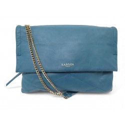 SAC A MAIN LANVIN SUGAR MM PORTE EPAULE CUIR BLEU LEATHER HAND BAG PURSE 2690€