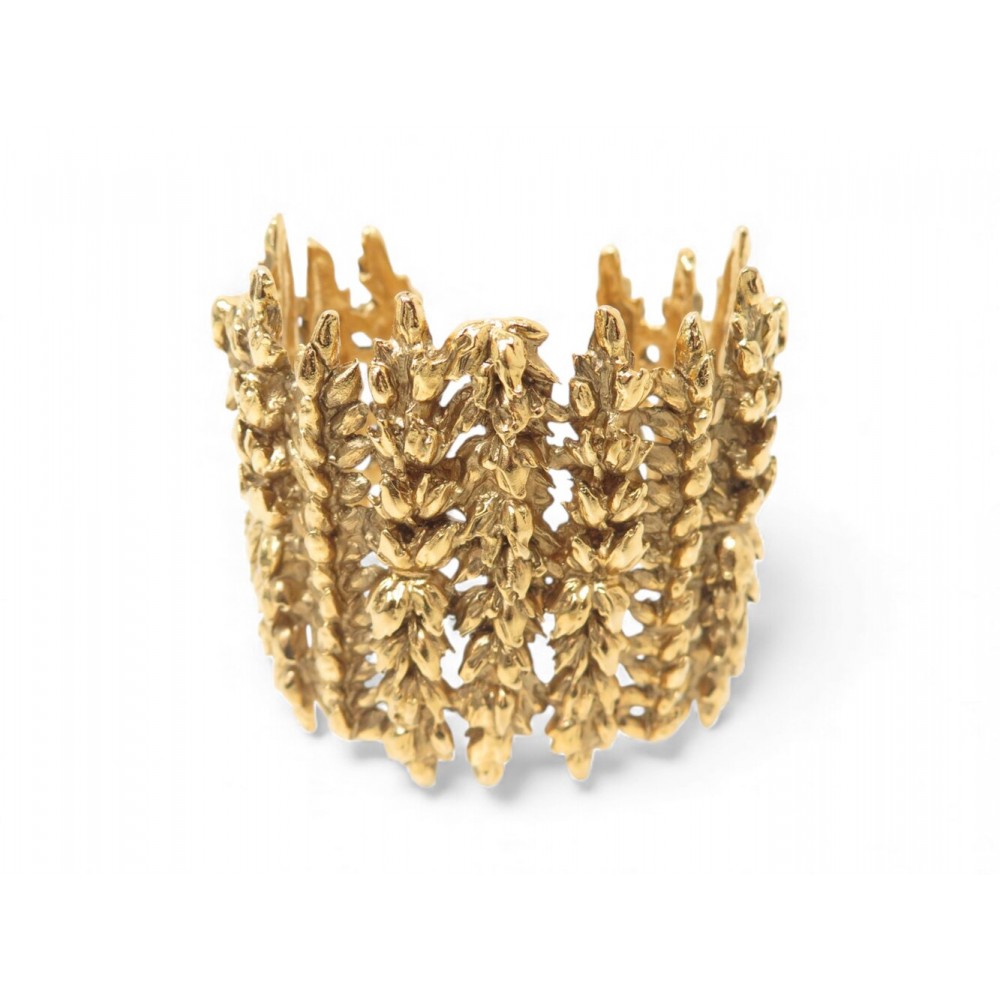 VINTAGE BRACELET AURELIE BIDERMANN MANCHETTE EPI 16.5 CM EN METAL DORE BANGLE