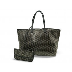 SAC A MAIN GOYARD SAINT LOUIS PM + POCHETTE TOILE GOYARDINE NOIRE CANVAS HANDBAG