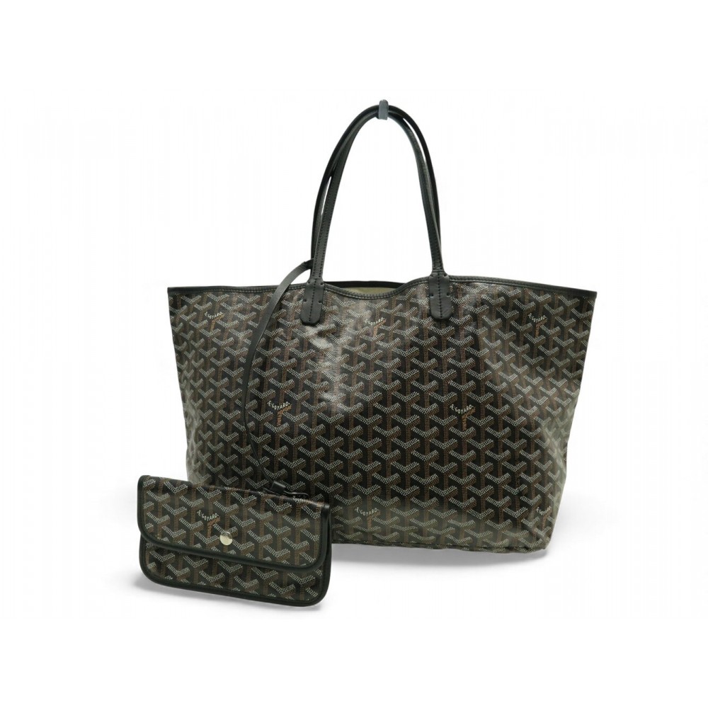 SAC A MAIN GOYARD SAINT LOUIS PM + POCHETTE TOILE GOYARDINE NOIRE CANVAS HANDBAG