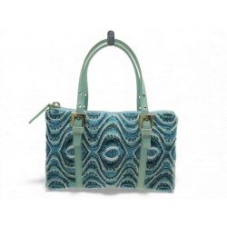 VINTAGE SAC POCHETTE FENDI 268030 EDITION LIMITEE PERLES BLEU PEARLS CLUTH BAG