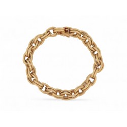 VINTAGE RARE BRACELET HERMES EN OR JAUNE 18K 55GR DOUBLE MAILLONS MAILLE BANGLE