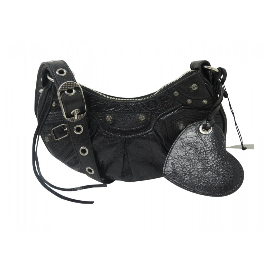 NEUF SAC A MAIN BALENCIAGA LE CAGOLE XS 671309 BANDOULIERE CUIR NOIR BAG 1990€