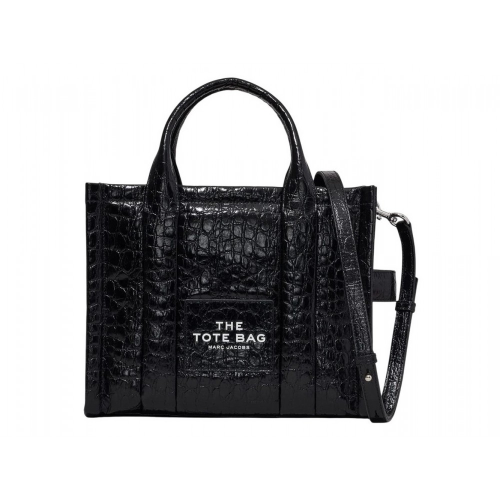 NEUF SAC A MAIN MARC JACOBS THE MEDIUM TOTE BAG CUIR NOIR CROCO BANDOULIERE 595€