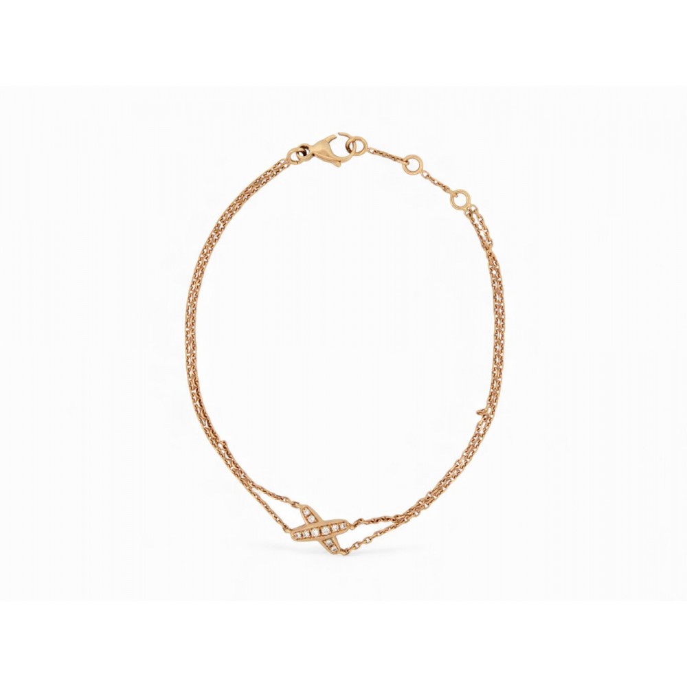 BRACELET CHAUMET JEUX DE LIENS EN OR ROSE 18K 3GR 10 DIAMANTS 0.1CT BOITE 2800€