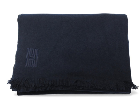 echarpe hermes etole logo en cachemire bleu