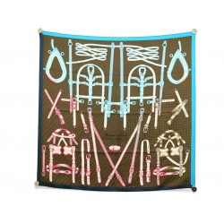 FOULARD HERMES HARNAIS DE TIMON MANLIK 2019 CARRE 90 CM EN SOIE SILK SCARF 530€
